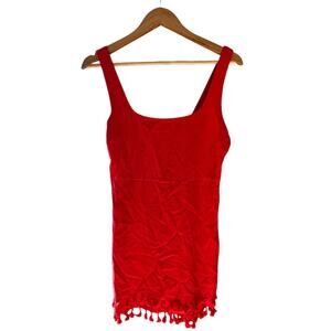 Lulus  Women's Feel The Sunshine Tassel Mini Dress Red x Size M